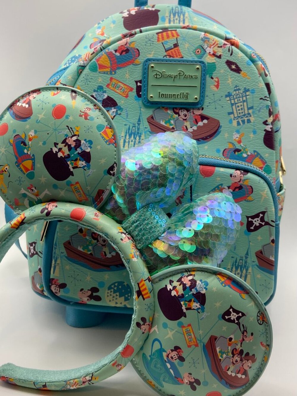 Officially Licensed Loungefly Disney "Play in the Park" Mini Backpack & Ears Set